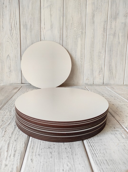 Podkłady pod tort sztywne biale HDF 25 cm 10 szt