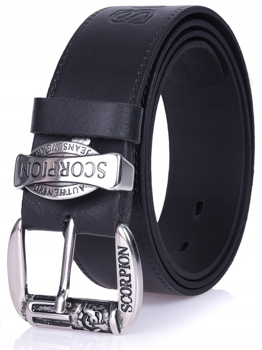 Pasek skórzany SCORPION czarny męski SKÓRA