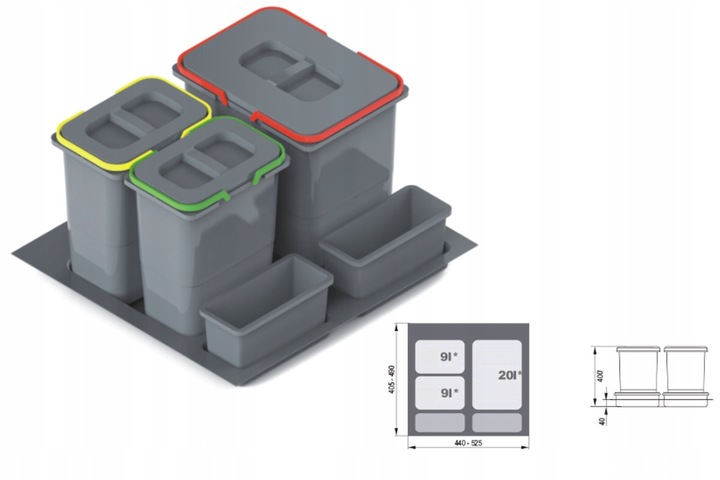 POJEMNIKI NA ODPADY SORTOWNIKI NA ŚMIECI REJS PRAKTIKO WYSOKI 1x20L