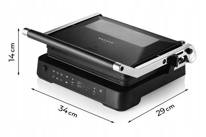 GRILL ELEKTRYCZNY OPIEKACZ ROZKŁADANY 6 PROGRAMÓW 2 TERMOSTATY 2000W