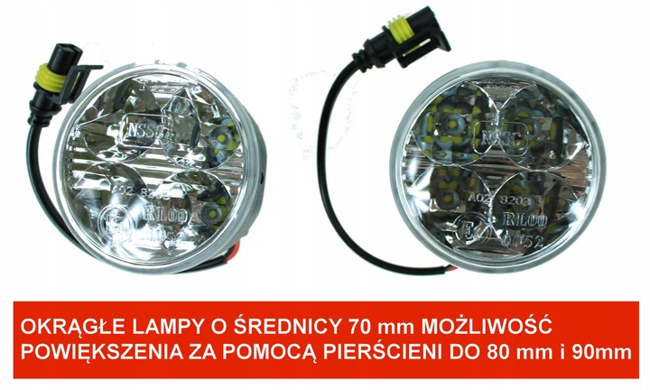 ŚWIATŁA DO JAZDY DZIENNEJ LED DZIENNE OKRĄGŁE DRL 510 HP AMIO 12V / 24V +GR