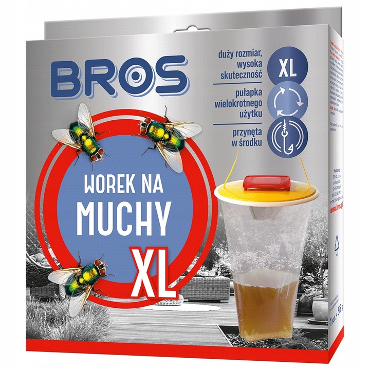 WOREK NA MUCHY XL pułapka BROS z przynętą Bardzo pojemny 8 litrów