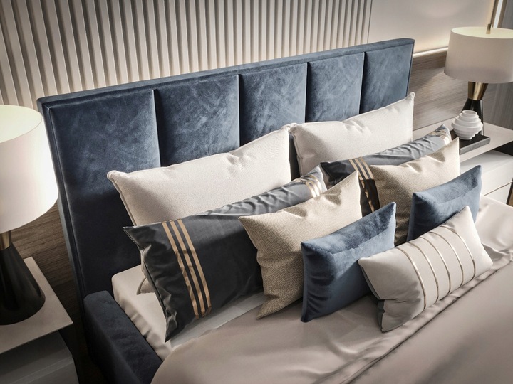 Łóżko 160x200 2 Zagłowia Panele Fancy Sypialnia_pl + POJEMNIK + STELAŻ