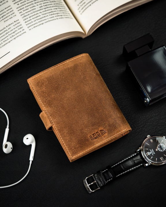 PETERSON modny portfel męski skórzany nubuk RFID na prezent