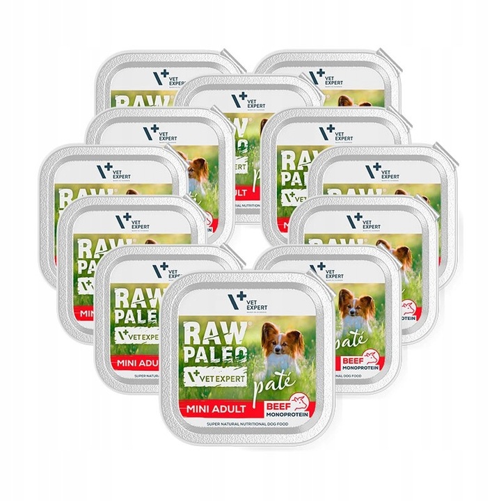 Mokra karma dla psów dorosłych małych ras wołowina Raw Paleo Pate 12x150g