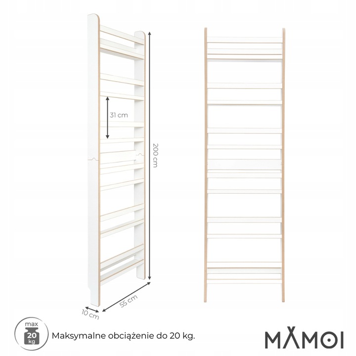 MAMOI Naścienna półka na książki, regał dla dzieci