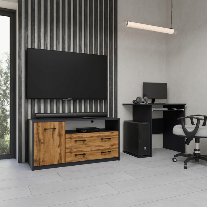 Szafka stolik RTV 1D2S GRAFIT-WOTAN komoda 2 szuflady ROB