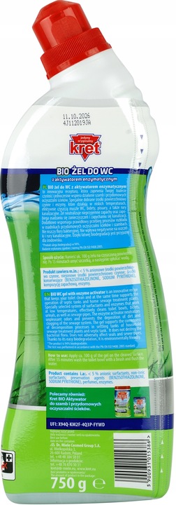 KRET BIO płyn żel do WC Toalet Wspiera Działanie Szamba Oczyszczalni 6x750