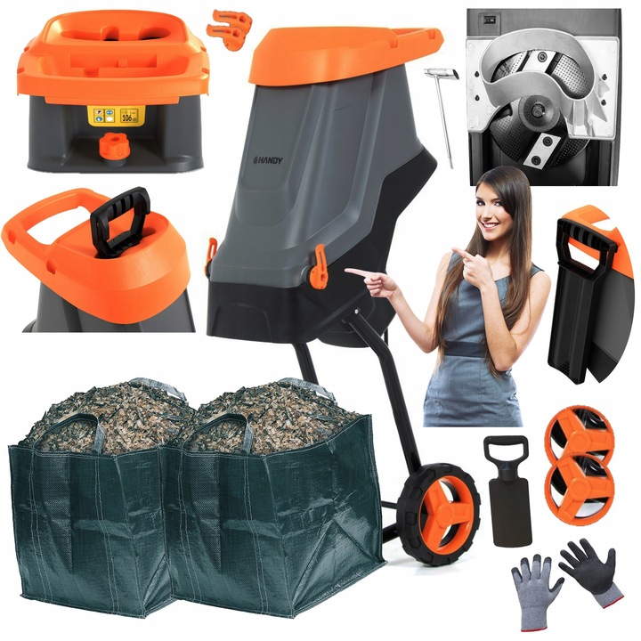 ROZDRABNIACZ GŁADKOLUFOWY ELEKTRYCZNY SAMOZASYSAJĄCY TURBO RĘBAK DO