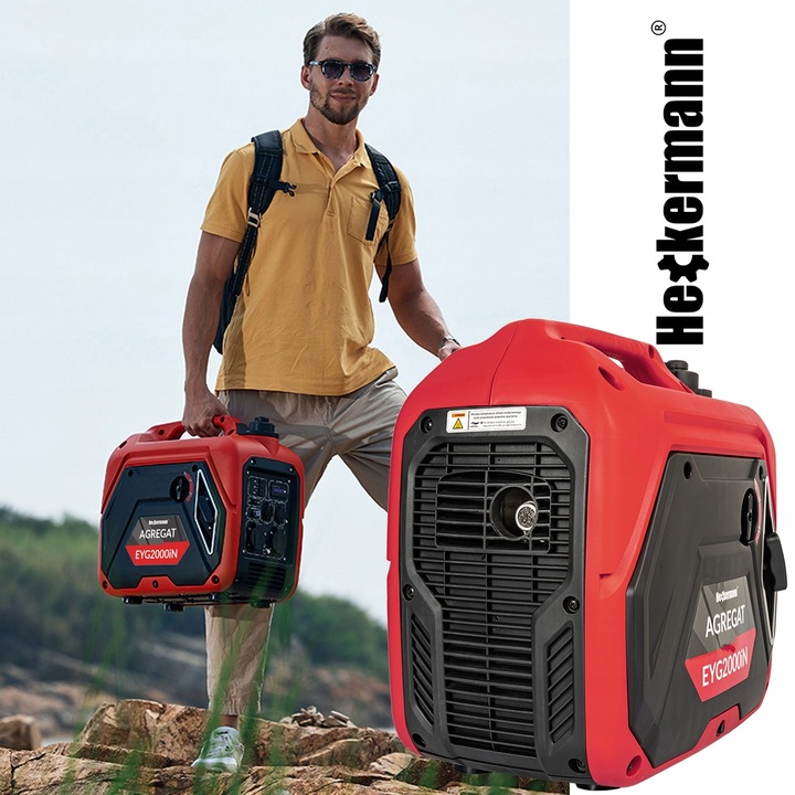 AGREGAT PRĄDOTWÓRCZY GENERATOR PRĄDU INWERTOROWY NA BENZYNĘ CICHY 2KW