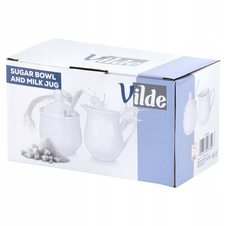 Zestaw CUKIERNICZKA MLECZNIK ŁYŻECZKA pojemnik na cukier mleko biała