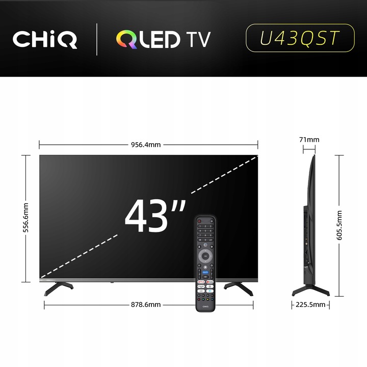 Telewizor QLED CHiQ U43QST 43 Cale 4K UHD Smart Google TV Dolby Audio