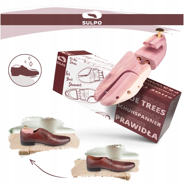 Prawidła cedrowe do rozciągania obuwia drewniana + łyżka do butów ZESTAW
