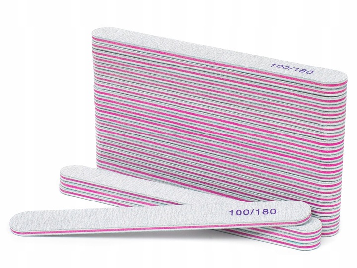 100 x PILNIK DO PAZNOKCI PROSTY ZEBRA 100/180