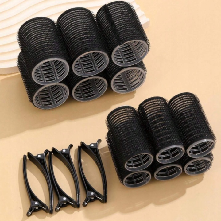 Zestaw Wałki do włosów różne rozmiary + spinki 18el Czarne loki fale