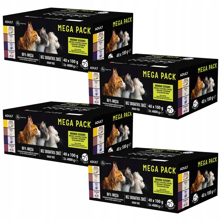 PET REPUBLIC Saszetka karma mokra dla kota mix smaków 40 x 100g