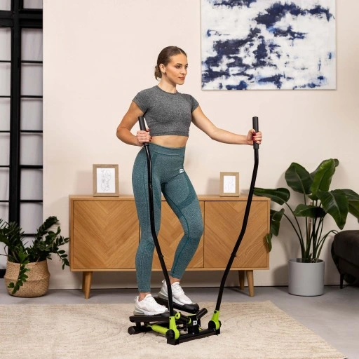 Stepper treningowy skrętny z ramionami nordic walking z linkami i regulacją