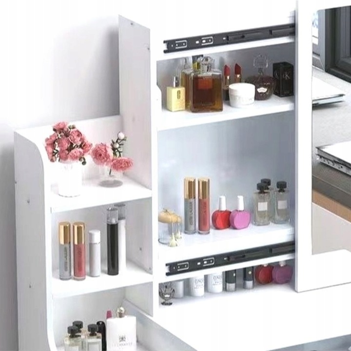 TOALETKA DO MAKIJAŻU LED Z LUSTREM NA PREZENT KOBIETY KOSMETYCZKA +