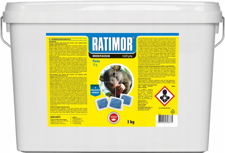 RATIMOR Trutka na szczury i myszy pasta - Trucizna Brodifakum 29ppm