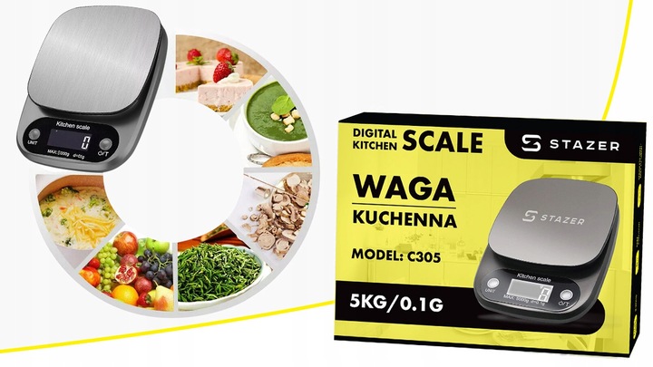 WAGA KUCHENNA ELEKTRONICZNA PRECYZYJNA LCD DIETETYCZNA + BATERIE