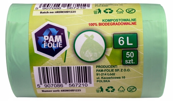 WORKI NA ŚMIECI Biodegradowalne Kompostowalne Ekologiczne 6L 200 szt