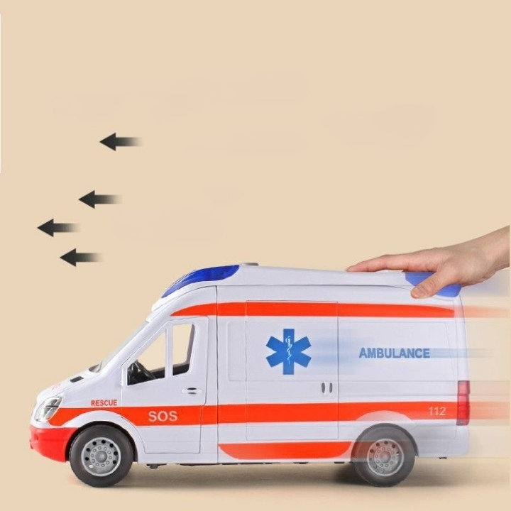 AMBULANS KARETKA POGOTOWIA AUTO Z DŹWIĘK POGOTOWIE OTWIERANE DRZWI ŚWIATŁO