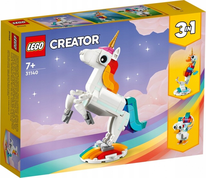 LEGO Creator 3w1 Magiczny jednorożec 31140 + Urodzinowy niedźwiedź 30582