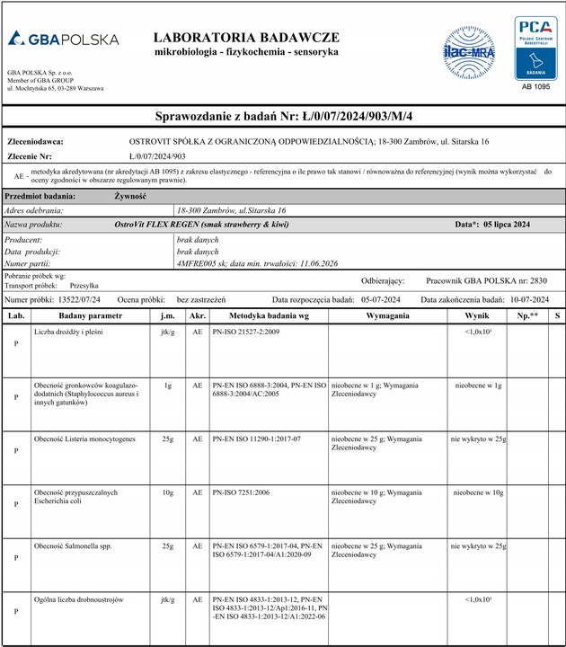 OstroVit FLEX REGEN 400 G Na STAWY Kolagen MSM Kwas Hialuronowy Witamina C