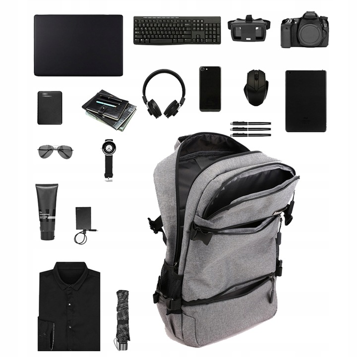 PLECAK MIEJSKI DO PRACY NA LAPTOPA 15 CALI POJEMNY MĘSKI WIELOFUNKCYJNY