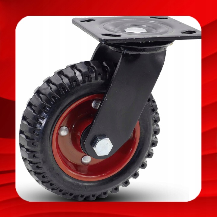 KÓŁKO OBROTOWE DO WÓZKA 200 mm DO 235 KG KOŁO JEZDNE GUMOWE BEZDĘTKOWE