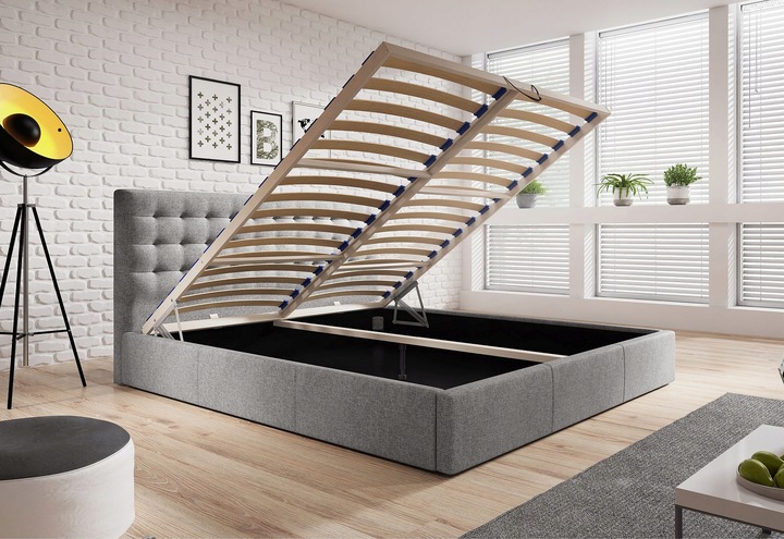 ŁOŻKO TAPICEROWANE VERO Z PODNOSZONYM STELAŻEM POJEMNIKIEM POŚCIEL 160x200