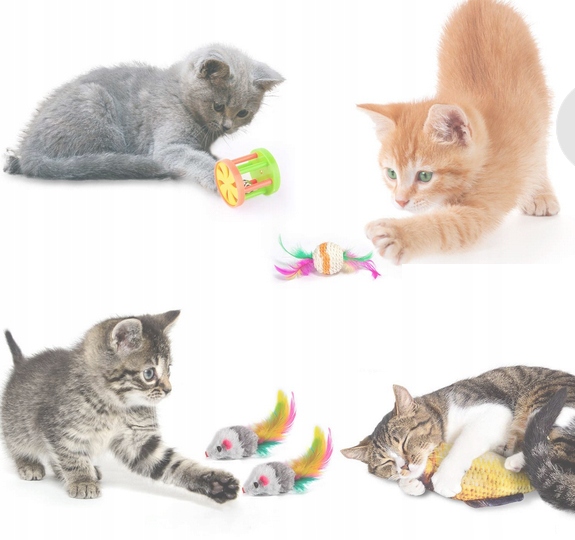 Zabawki Dla Kota Ryba Wędka Tunel Drapak Dla Kota Zestaw 28el + Kocimietka