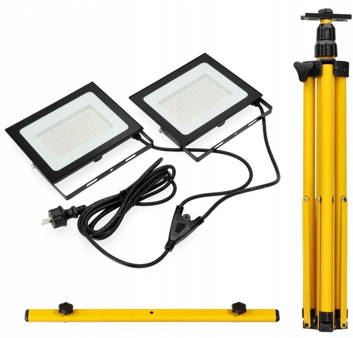 ZESTAW Statyw + Naświetlacz Halogen Budowlany 2x 100W LED 22000lm +