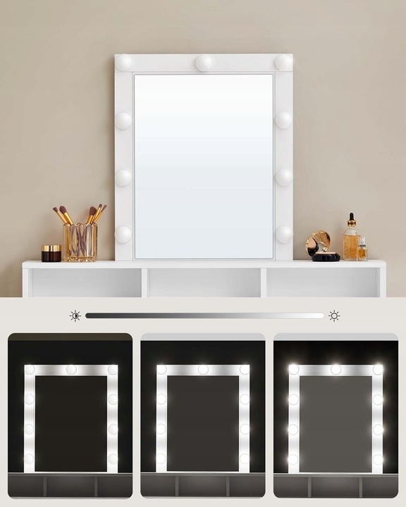 Toaletka z lustrem i oświetleniem biała nowoczesna