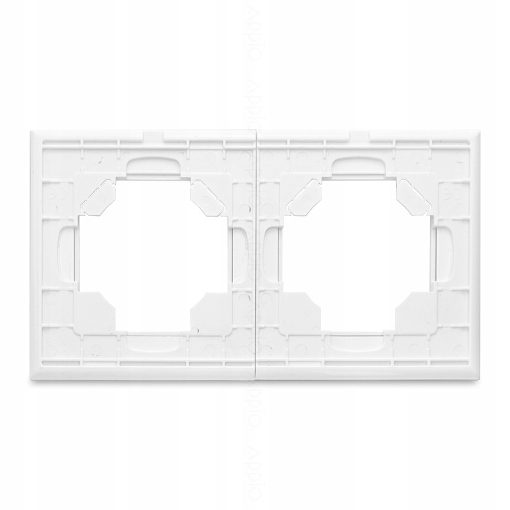 Kontakt BIAŁE GNIAZDKO ELEKTRYCZNE 2 z bolcem podwójne FI60 RAMKA SZKLANA