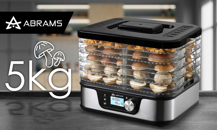 SUSZARKA DO GRZYBÓW WARZYW I OWOCÓW 600W REGULACJA TEMPERATURY TIMER 5