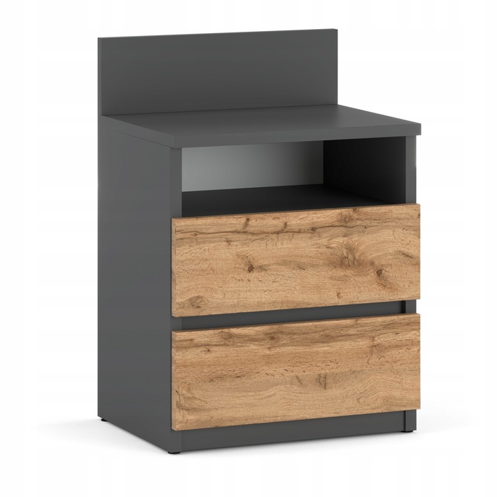 Szafka Nocna Stolik Nocny 40CM Szary Dąb Wotan 2 Szuflady Półka Do