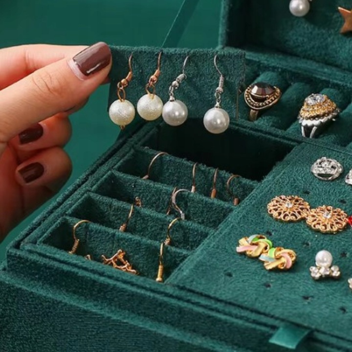 SZKATUŁKA NA BIŻUTERIĘ KUFEREK PUDEŁKO ORGANIZER ELEGANCKI POJEMNY BOX F6