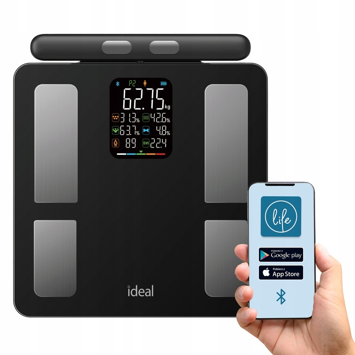 WAGA ŁAZIENKOWA BLUETOOTH ANALITYCZNA INTELIGENTNA Apple Health Google