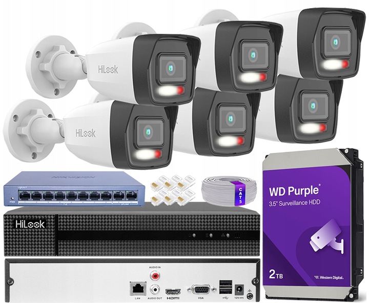 Zestaw Monitoringu IP 6Mpx PoE Hybrid Light Aplikacja Detekcja Audio