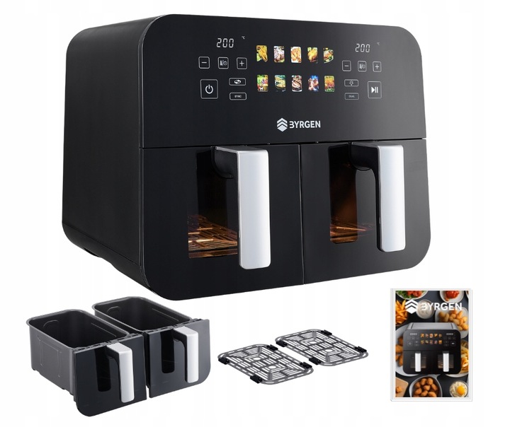 Frytkownica Beztłuszczowa Air Fryer BYRGEN 9L dwukomorowa 2400W