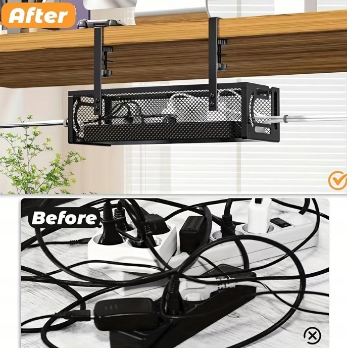 DUŻY ORGANIZER PÓŁKA WIESZAK NA PRZEWODY KABLE POD BIURKO BLAT
