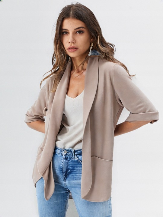 Marynarka damska żakiet NARZUTKA elegancka model MIA damska BEŻOWY