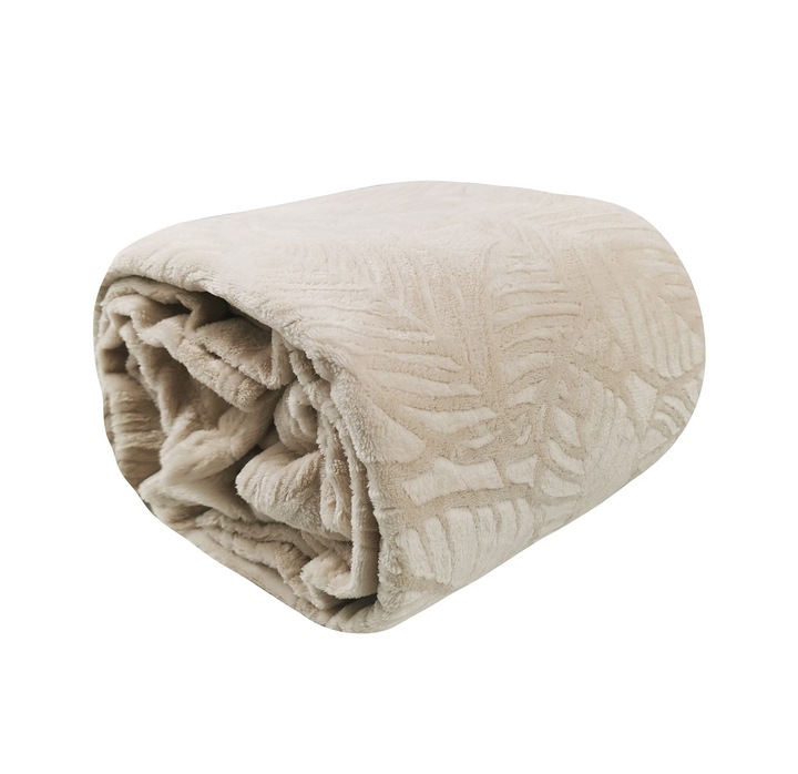 KOC GRUBY NA PREZENT TŁOCZONY WZÓR NARZUTA DLA CÓRKI 150x200 BEŻOWY