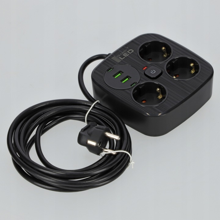 Przedłużacz Listwa Zasilająca Sieciowa 3 Gniazda 230V 3M 4x USB