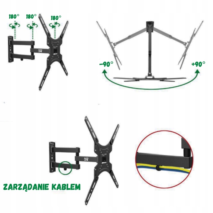 UCHWYT DO TELEWIZORA OBROTOWY UCHWYT SCIENNY WIESZAK DO TV 13-60 CALI VESA