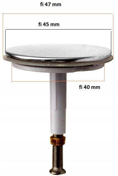 KOREK ZATYCZKA DO SYFONU WANNOWEGO AUTOMATYCZNEGO 45 MM CHROM