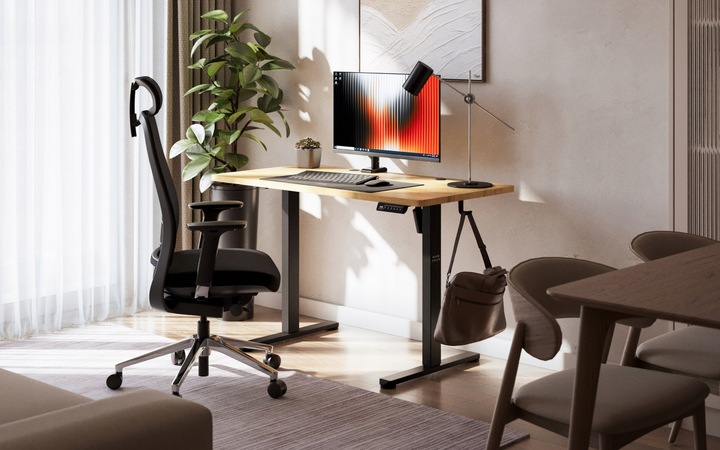 Biurko regulowane elektryczne MARK ADLER drewno dąb komputerowe 120x60