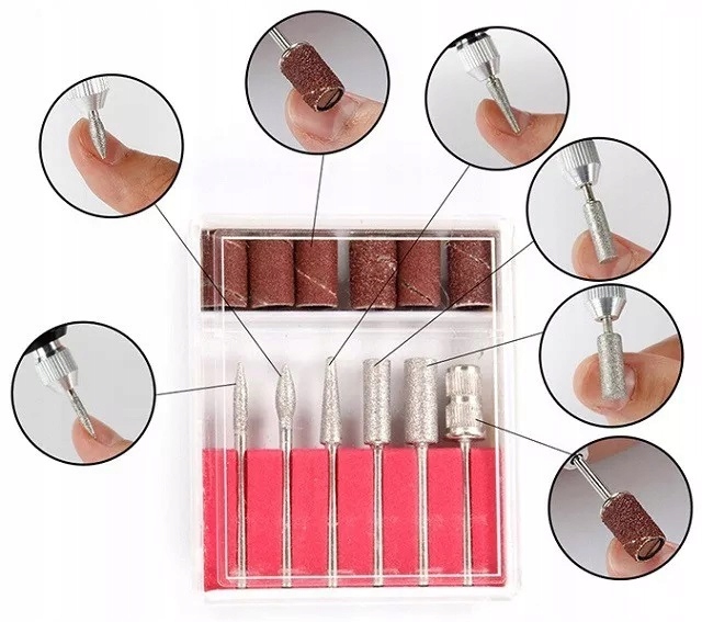 FREZARKA DO PAZNOKCI MANICURE PEDICURE PROFESJONALNA MOCNA 20W frezy zestaw