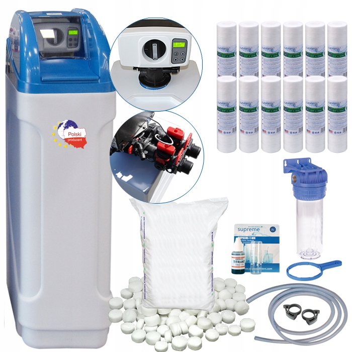 Zmiękczacz wody - 30L, sól, test, wkłady